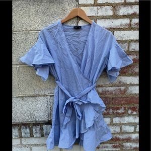 Top Shop NEW! Ruffled Blue&White Striped Dress